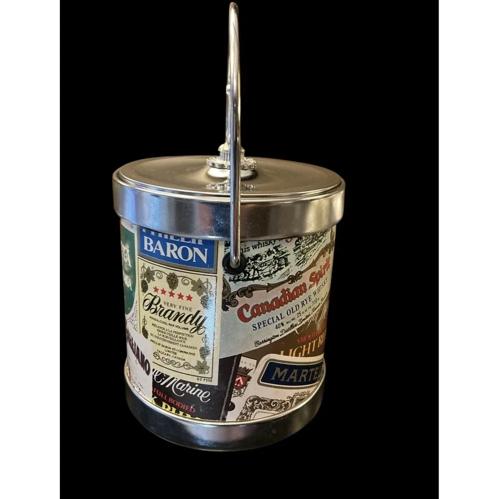 Vintage Ice Bucket 1970's Canadian Spirit Martell Carrington Bar Whiskey Promo‎